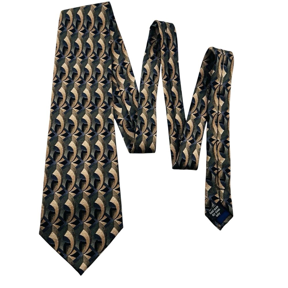100% Silk Tie Retro Geometric Pattern XL LONG Carlos Devenezia 62 x 4"
